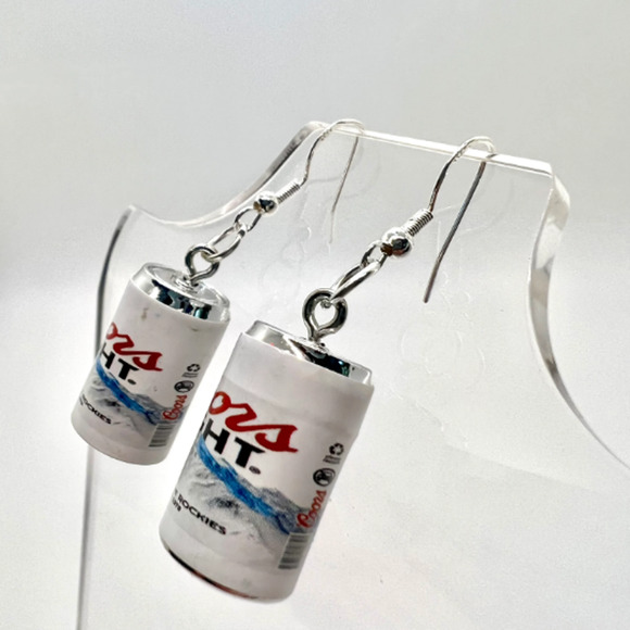 Coors Light Earrings - Beer Can Earrings - Alcohol Earrings - New Years Earrings - Picture 6 of 9